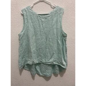 Cut Loose Linen Tank Top Women's XL Sleeveless Mint Green Made in USA